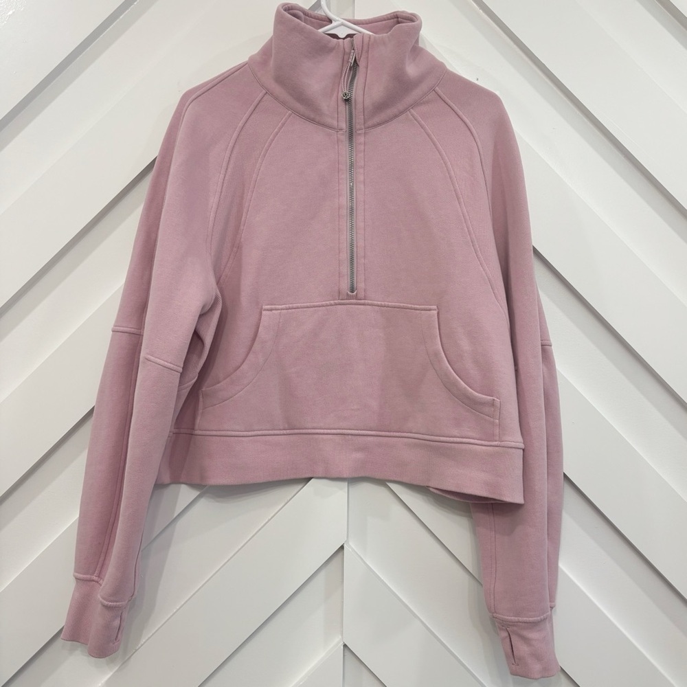 Lululemon Scuba Oversized Funnel Neck Half Zip Pullover In Pink Peony Size M/L